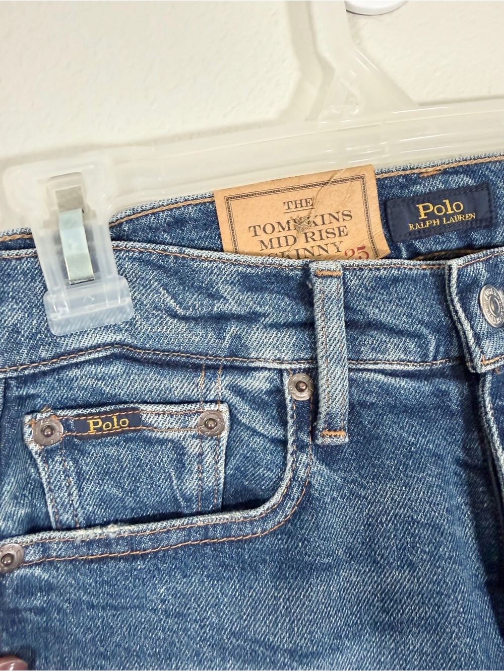 NWT Polo Ralph Lauren Blue Jeans The Tompkins Mid Rise Skinny Pants Women Kid 25 - Picture 4 of 9